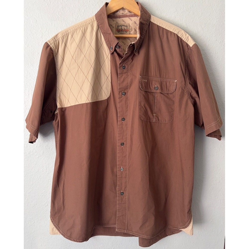 GameGuard Mens Quilted Shooter Patch Shooting Shirt XL Brown Tan Hunting Utility